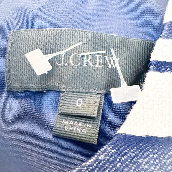 J. Crew Navy Striped Shift Knee Length Dress Eyelet Hem Sleeveless Size 0 EUC - Picture 3 of 6